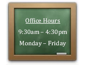 Office Hours
9:30am  4:30pm
Monday  Friday
